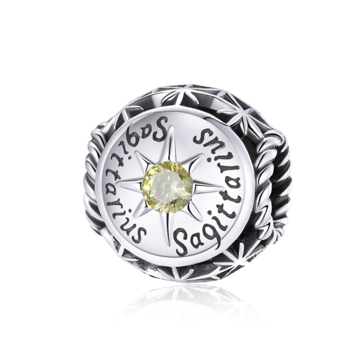 S925 Sterling Silver Dodici Constellation Zircon Beads Bracciale fai da te Collana Accessori, Aries, Taurus, Gemini, Cancer, Leo, Virgo, Libra, Scorpio, Sagittarius, Capricorn, Aquarius, Pisces