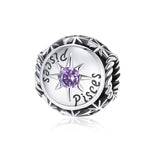 S925 Sterling Silver Dodici Constellation Zircon Beads Bracciale fai da te Collana Accessori, Aries, Taurus, Gemini, Cancer, Leo, Virgo, Libra, Scorpio, Sagittarius, Capricorn, Aquarius, Pisces