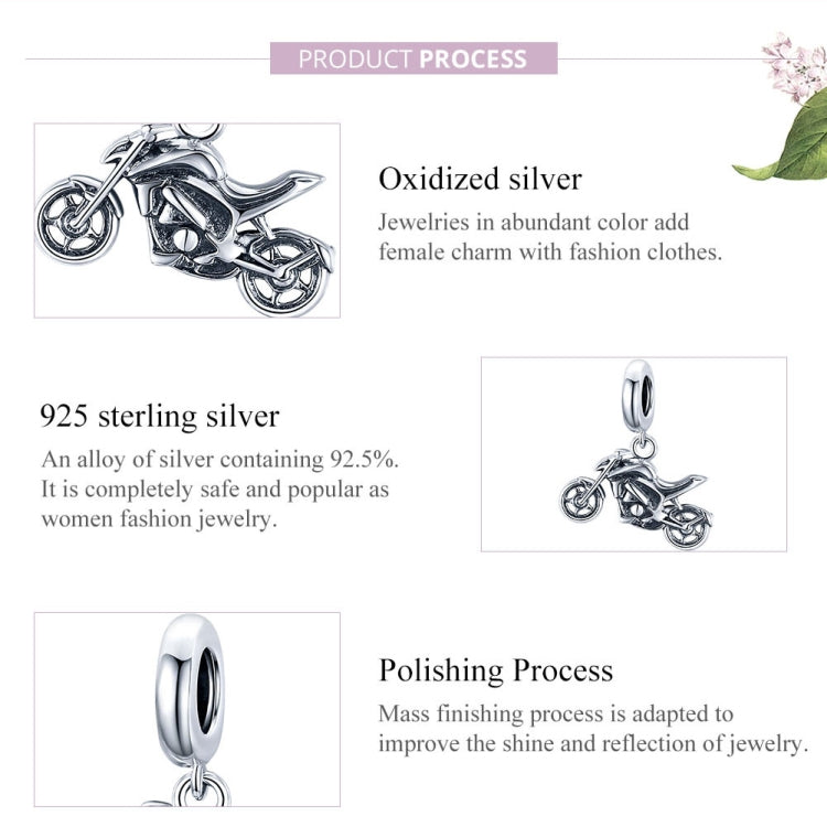 Accessori per collana braccialetto fai da te con ciondolo moto in argento sterling S925, Motorcycle