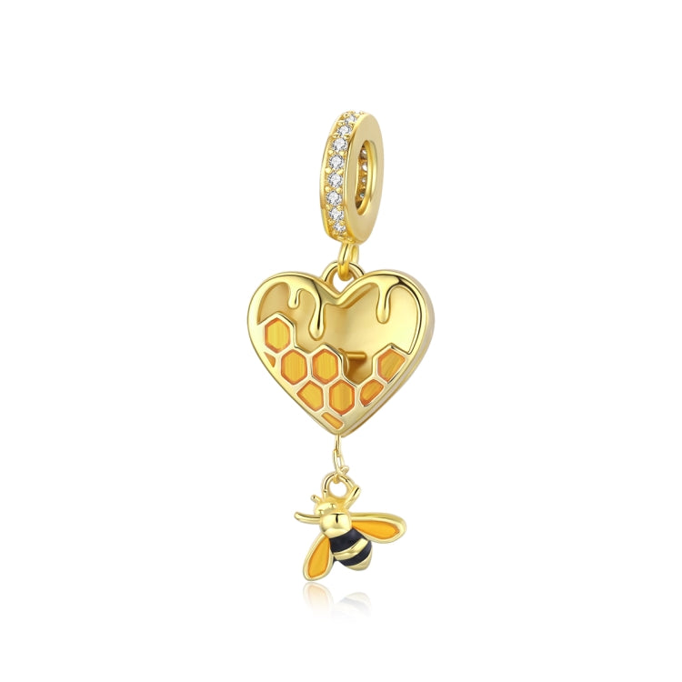 Accessori per collana braccialetto fai-da-te con ciondolo a nido d'ape a forma di cuore in argento sterling S925, Honeycomb Bee