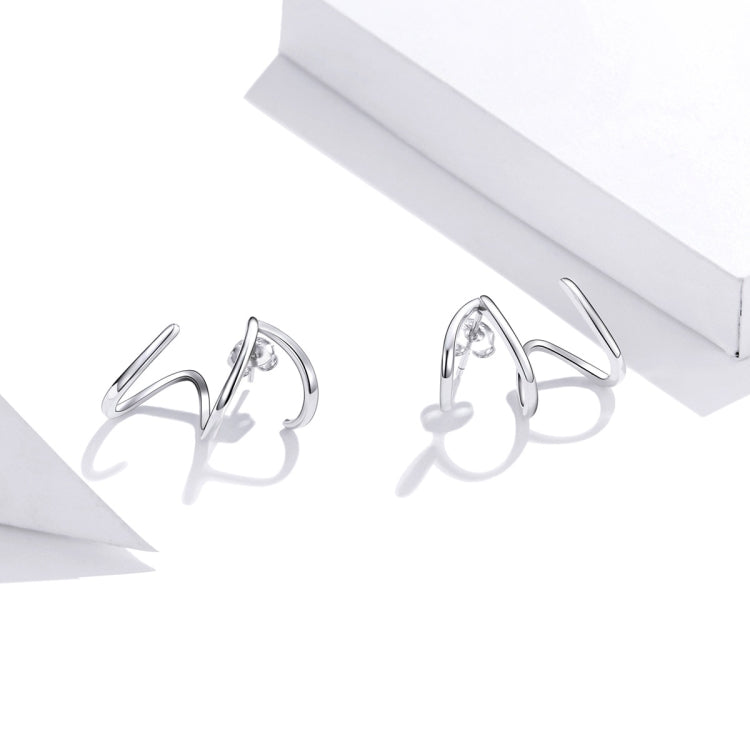 Orecchini da donna con linee stile semplice in argento sterling S925, Lines