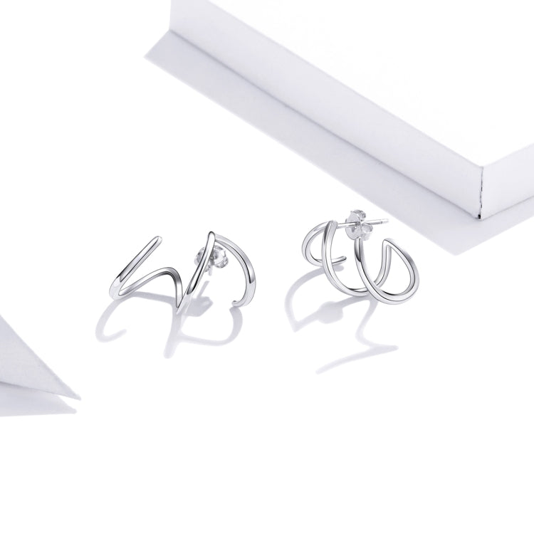 Orecchini da donna con linee stile semplice in argento sterling S925, Lines