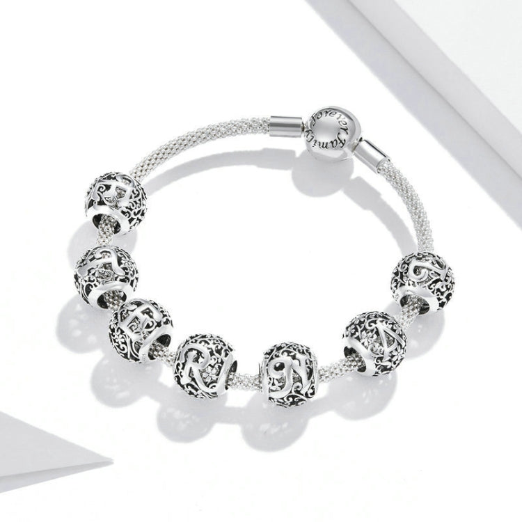 S925 Sterling Silver Mori Series Hollow Letters Beads DIY Bracciale Collana Accessori