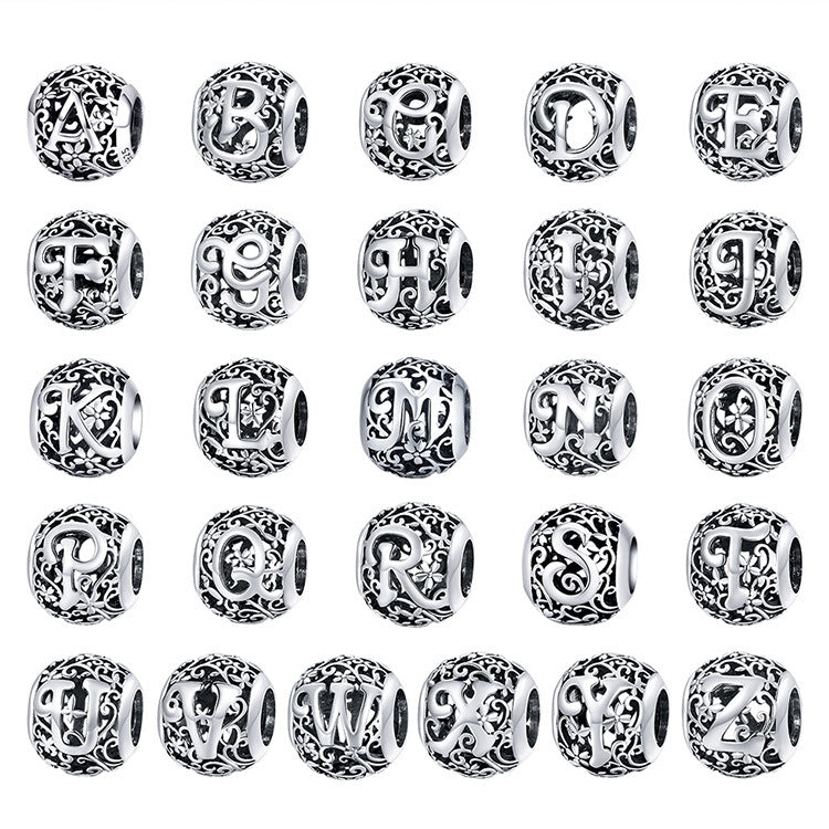S925 Sterling Silver Mori Series Hollow Letters Beads DIY Bracciale Collana Accessori