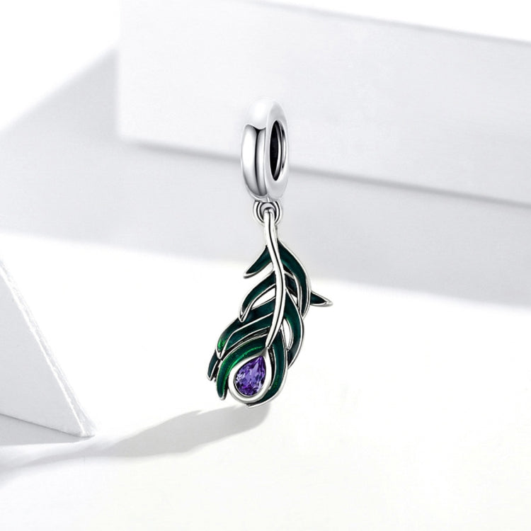 Accessori per collana braccialetto fai-da-te con ciondolo in piuma di pavone in argento sterling S925, Peacock Feather