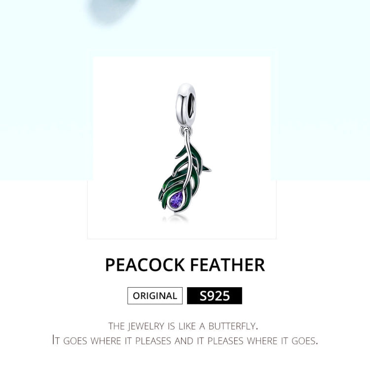 Accessori per collana braccialetto fai-da-te con ciondolo in piuma di pavone in argento sterling S925, Peacock Feather