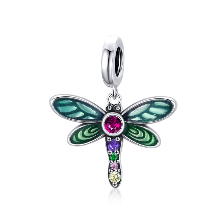 Accessori per collana braccialetto fai da te con pendente a forma di libellula in argento sterling lucido S925, Shiny Dragonfly