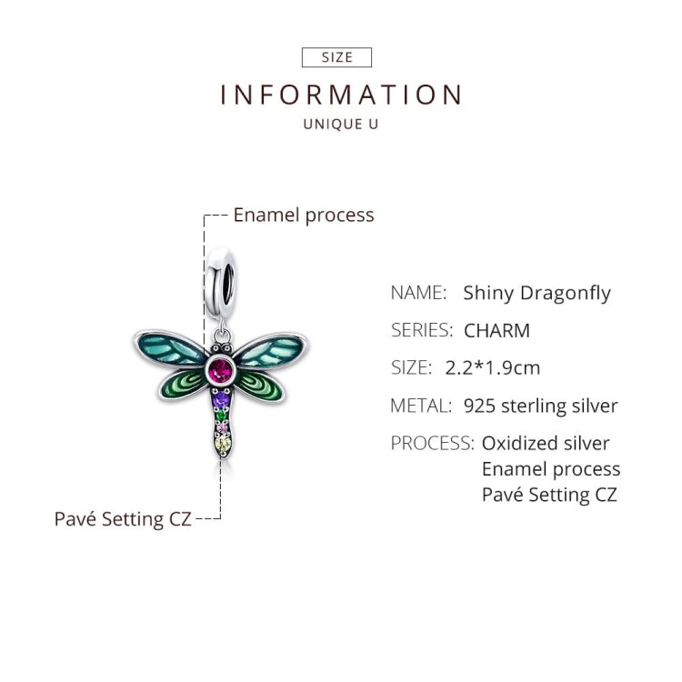 Accessori per collana braccialetto fai da te con pendente a forma di libellula in argento sterling lucido S925, Shiny Dragonfly