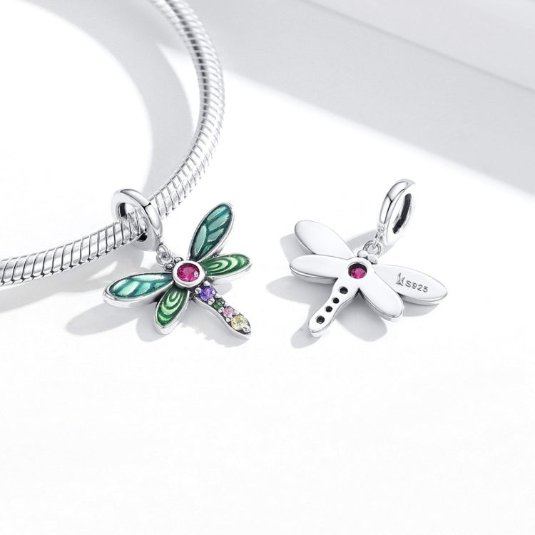 Accessori per collana braccialetto fai da te con pendente a forma di libellula in argento sterling lucido S925, Shiny Dragonfly