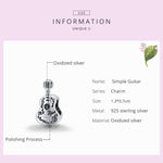 Accessori per collana braccialetto fai-da-te con perline semplici per chitarra in argento sterling S925, Guitar