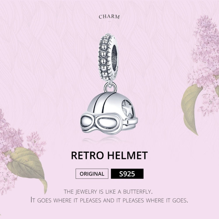 Accessori per collana braccialetto fai-da-te con pendente retrò in argento sterling S925, Retro Helmet