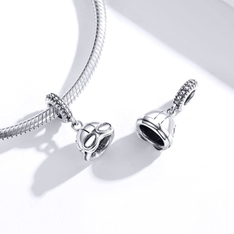 Accessori per collana braccialetto fai-da-te con pendente retrò in argento sterling S925, Retro Helmet