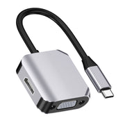 HW-6002 Convertitore adattatore 2 in 1 da tipo C / da USB-C a HDMI + VGA, HW-6002