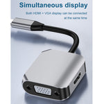 Adattatore USB-C a HDMI + VGA 2 in 1 HW-6002