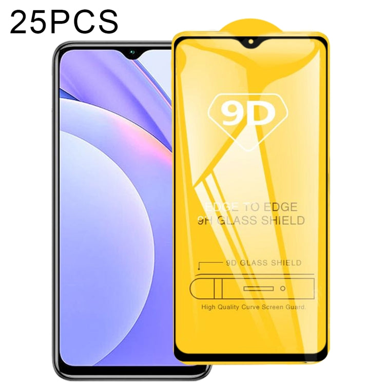 25 pellicole in vetro temperato a schermo intero con colla piena 9D, For Xiaomi Redmi Note 9 4G (25 PCS), For Xiaomi Redmi Note 9 5G (25 PCS), For Xiaomi Redmi Note 9 Pro 5G (25 PCS)