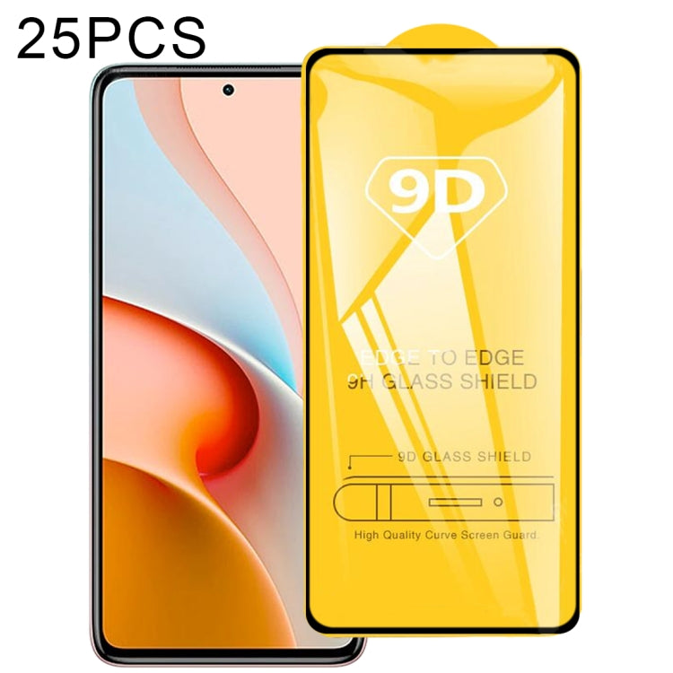 25 pellicole in vetro temperato a schermo intero con colla piena 9D, For Xiaomi Redmi Note 9 4G (25 PCS), For Xiaomi Redmi Note 9 5G (25 PCS), For Xiaomi Redmi Note 9 Pro 5G (25 PCS)