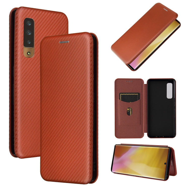 Struttura in fibra di carbonio Flip orizzontale magnetico Custodia in pelle TPU + PC + PU con slot per schede, For DOOGEE N30, For Fujitsu Arrows NX9 F-52A, For Motorola Moto G9 Power, For Oukitel WP5 / WP5 Pro, For LG K92 5G