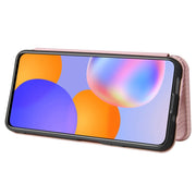 Struttura in fibra di carbonio Flip orizzontale magnetico Custodia in pelle TPU + PC + PU con slot per schede, For Huawei Y9a, For Huawei nova 8 SE, For Huawei Honor 10X Lite, For Samsung Galaxy A12 / M12