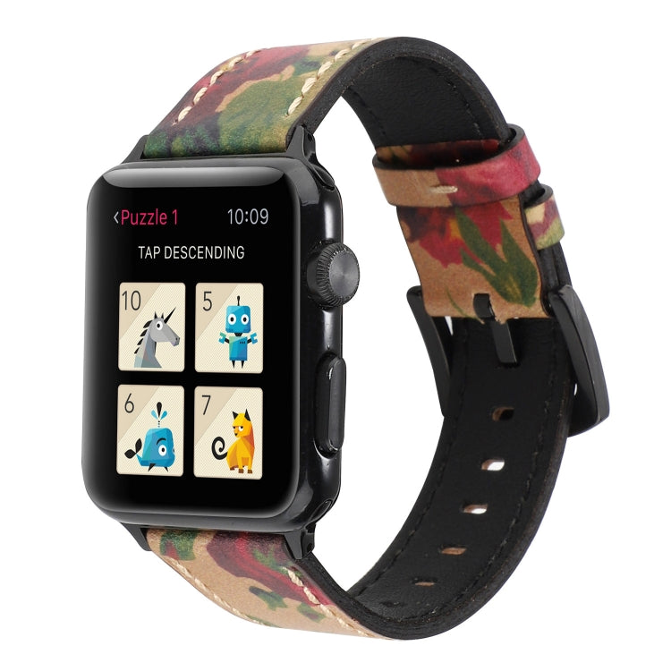 Cinturino in vera pelle di vacchetta retrò con strato di testa per Apple Watch Series 6 e SE e 5 e 4 44 mm / 3 e 2 e 1 42 mm, For Apple Watch Series 7 45mm / 6 & SE & 5 & 4 44mm / 3 & 2 & 1 42mm                                                          ...