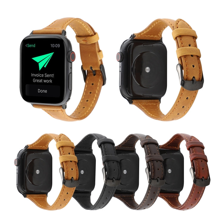 Cinturino in vera pelle con trama di cavallo pazzo, For Apple Watch Series 7 41mm / 6 & SE & 5 & 4 40mm / 3 & 2 & 1 38mm, For Apple Watch Series 8&7 41mm / SE 2&6&SE&5&4 40mm / 3&2&1 38mm                                                                 ...