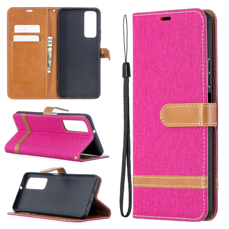 Custodia portafoglio in pelle e denim per Samsung Galaxy A12