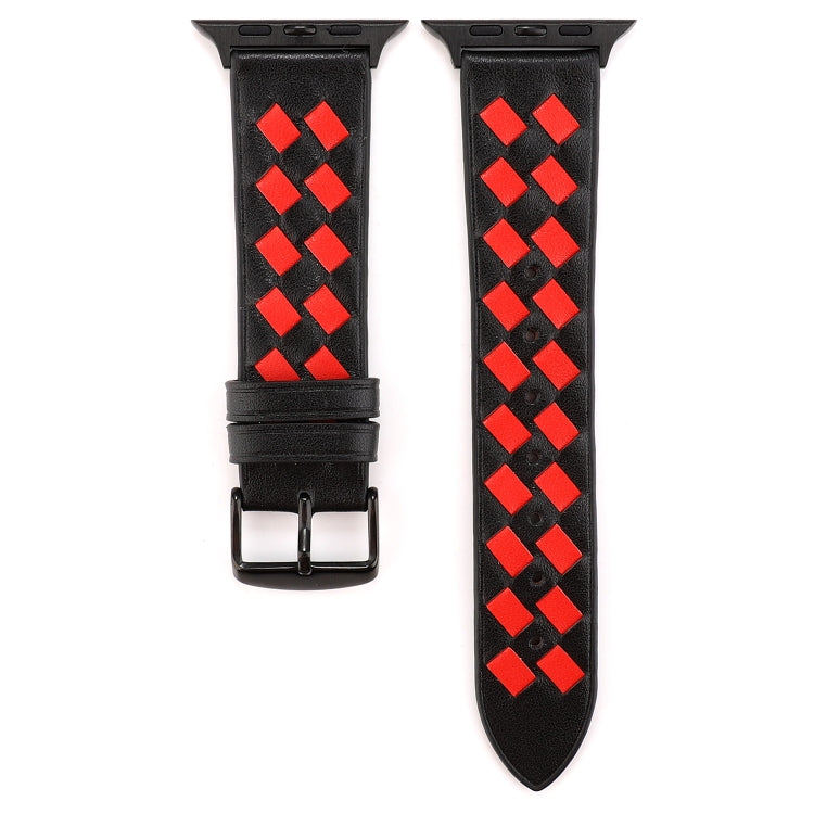 Cinturino in vera pelle con motivo intrecciato, For Apple Watch Series 8&7 41mm / SE 2&6&SE&5&4 40mm / 3&2&1 38mm, For Apple Watch Series 7 41mm / 6 & SE & 5 & 4 40mm / 3 & 2 & 1 38mm, For Apple Watch Series 7 45mm / 6 & SE & 5 & 4 44mm / 3 & 2 & 1 42m...