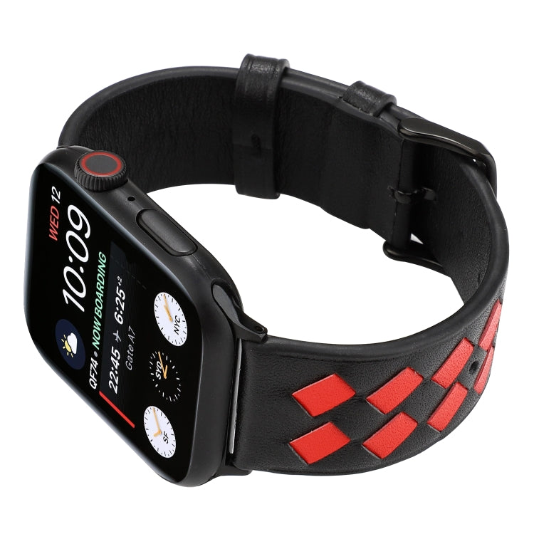 Cinturino in vera pelle con motivo intrecciato, For Apple Watch Series 8&7 41mm / SE 2&6&SE&5&4 40mm / 3&2&1 38mm, For Apple Watch Series 7 41mm / 6 & SE & 5 & 4 40mm / 3 & 2 & 1 38mm, For Apple Watch Series 7 45mm / 6 & SE & 5 & 4 44mm / 3 & 2 & 1 42m...