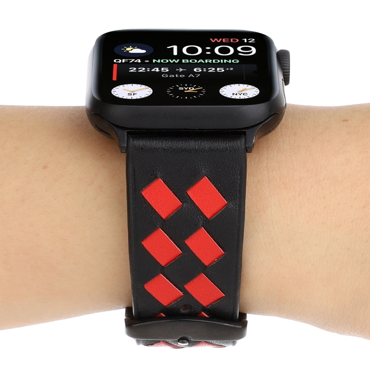Cinturino in vera pelle con motivo intrecciato, For Apple Watch Series 8&7 41mm / SE 2&6&SE&5&4 40mm / 3&2&1 38mm, For Apple Watch Series 7 41mm / 6 & SE & 5 & 4 40mm / 3 & 2 & 1 38mm, For Apple Watch Series 7 45mm / 6 & SE & 5 & 4 44mm / 3 & 2 & 1 42m...
