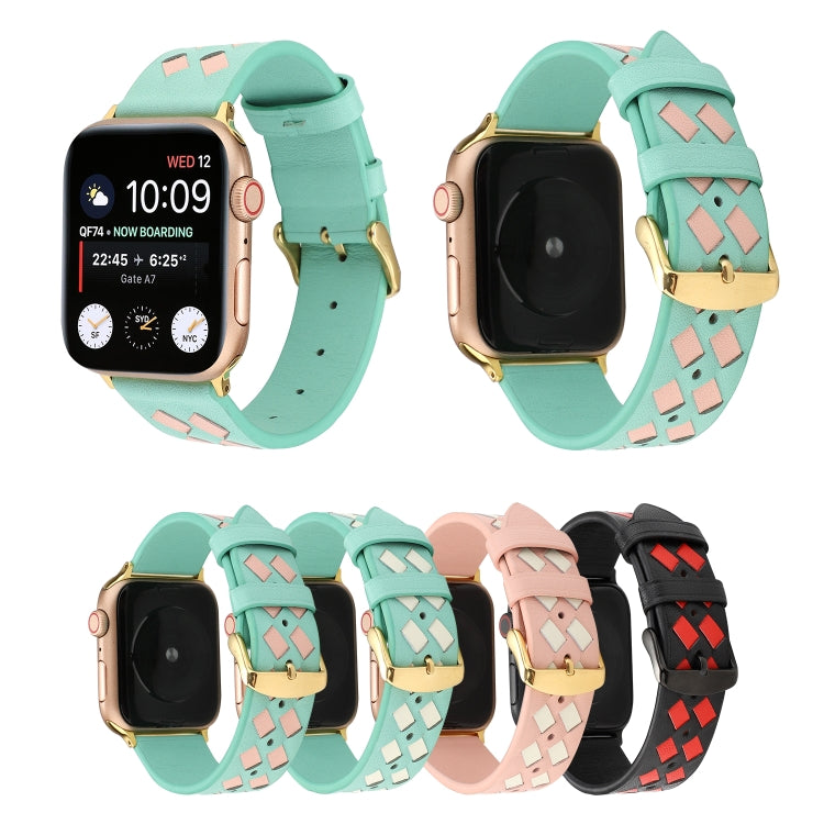Cinturino in vera pelle con motivo intrecciato, For Apple Watch Series 8&7 41mm / SE 2&6&SE&5&4 40mm / 3&2&1 38mm, For Apple Watch Series 7 41mm / 6 & SE & 5 & 4 40mm / 3 & 2 & 1 38mm, For Apple Watch Series 7 45mm / 6 & SE & 5 & 4 44mm / 3 & 2 & 1 42m...