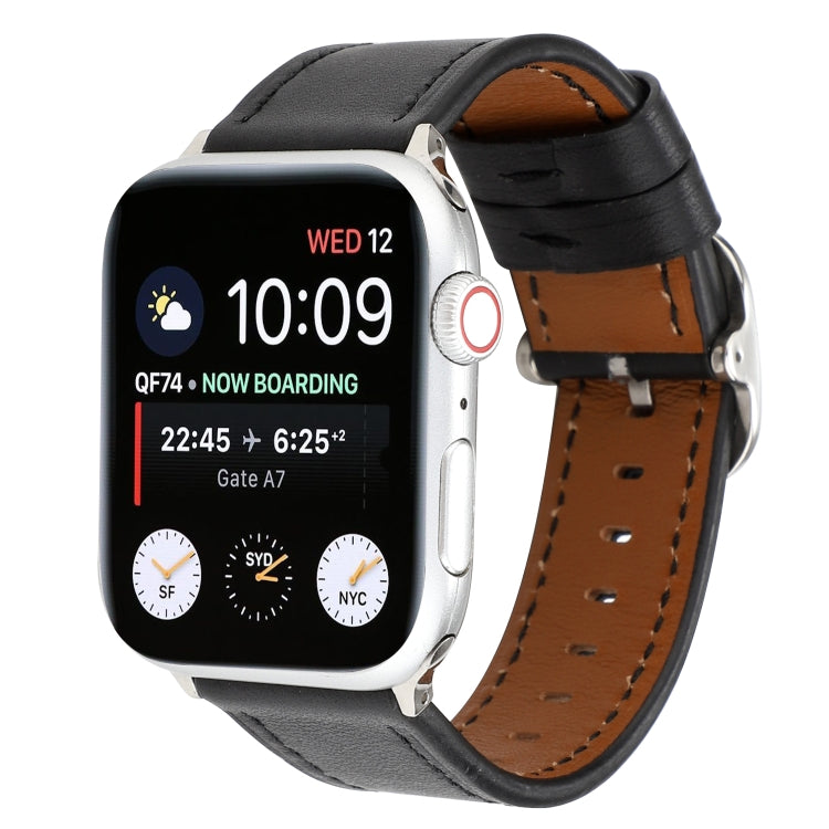 Cinturino in vera pelle con fibbia stile moderno, For Apple Watch Series 7 41mm / 6 & SE & 5 & 4 40mm / 3 & 2 & 1 38mm, For Apple Watch Series 7 45mm / 6 & SE & 5 & 4 44mm / 3 & 2 & 1 42mm