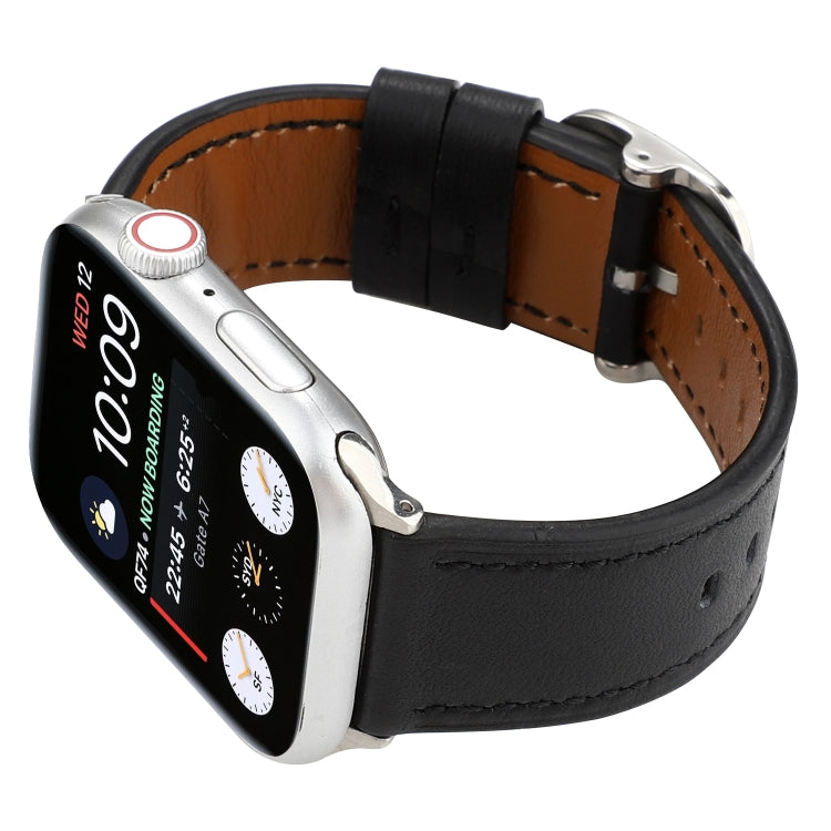 Cinturino in vera pelle con fibbia stile moderno, For Apple Watch Series 7 41mm / 6 & SE & 5 & 4 40mm / 3 & 2 & 1 38mm, For Apple Watch Series 7 45mm / 6 & SE & 5 & 4 44mm / 3 & 2 & 1 42mm