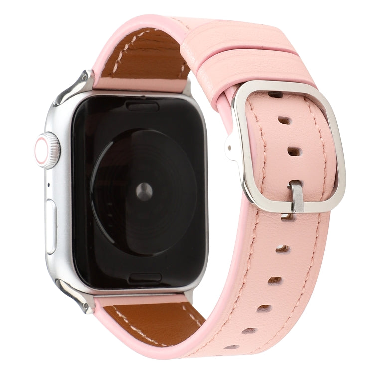 Cinturino in vera pelle con fibbia stile moderno, For Apple Watch Series 7 41mm / 6 & SE & 5 & 4 40mm / 3 & 2 & 1 38mm, For Apple Watch Series 7 45mm / 6 & SE & 5 & 4 44mm / 3 & 2 & 1 42mm