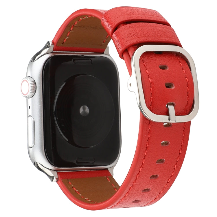 Cinturino in vera pelle con fibbia stile moderno, For Apple Watch Series 7 41mm / 6 & SE & 5 & 4 40mm / 3 & 2 & 1 38mm, For Apple Watch Series 7 45mm / 6 & SE & 5 & 4 44mm / 3 & 2 & 1 42mm