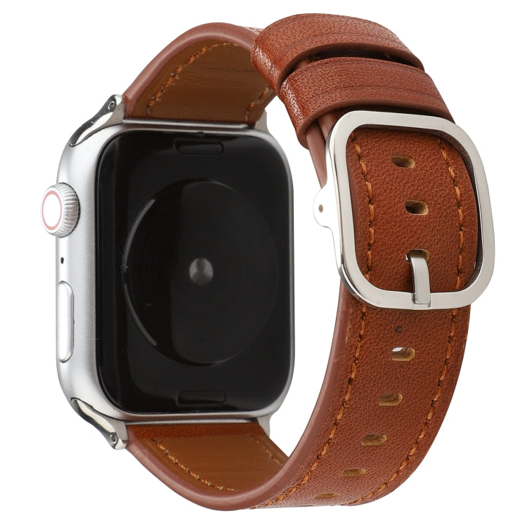 Cinturino in vera pelle con fibbia stile moderno, For Apple Watch Series 7 41mm / 6 & SE & 5 & 4 40mm / 3 & 2 & 1 38mm, For Apple Watch Series 7 45mm / 6 & SE & 5 & 4 44mm / 3 & 2 & 1 42mm