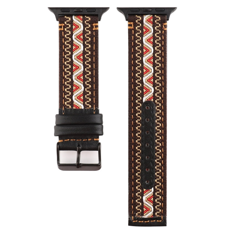 Cinturino in vera pelle stile etnico, For Apple Watch Series 7 41mm / 6 & SE & 5 & 4 40mm / 3 & 2 & 1 38mm, For Apple Watch Series 7 45mm / 6 & SE & 5 & 4 44mm / 3 & 2 & 1 42mm