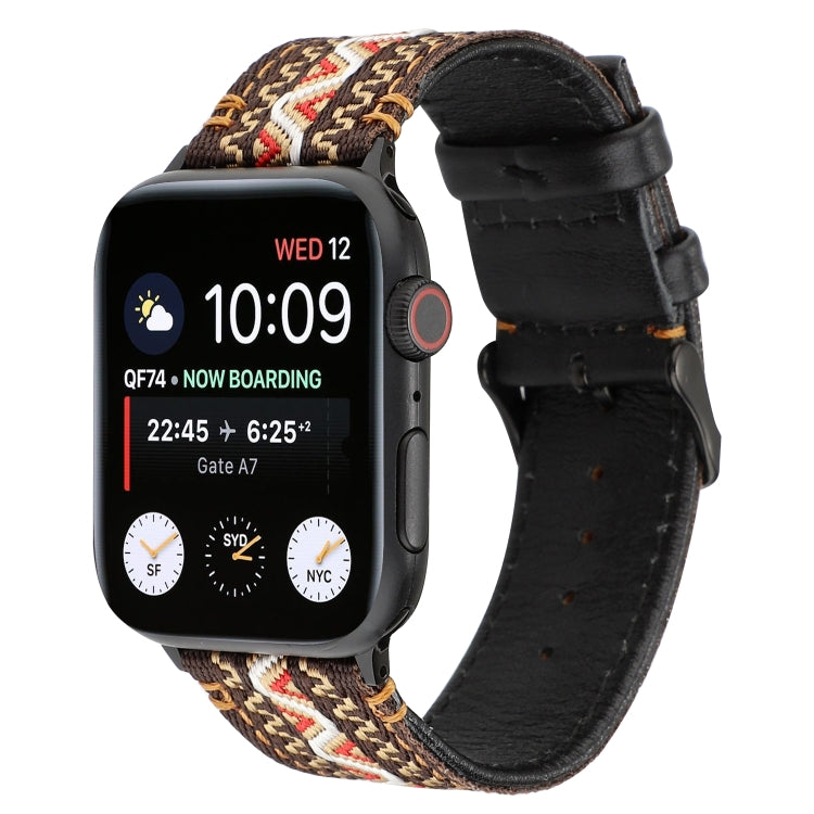 Cinturino in vera pelle stile etnico, For Apple Watch Series 7 41mm / 6 & SE & 5 & 4 40mm / 3 & 2 & 1 38mm, For Apple Watch Series 7 45mm / 6 & SE & 5 & 4 44mm / 3 & 2 & 1 42mm