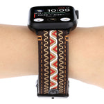 Cinturino in vera pelle stile etnico, For Apple Watch Series 7 41mm / 6 & SE & 5 & 4 40mm / 3 & 2 & 1 38mm, For Apple Watch Series 7 45mm / 6 & SE & 5 & 4 44mm / 3 & 2 & 1 42mm