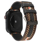 Cinturino in vera pelle stile etnico, For Apple Watch Series 7 41mm / 6 & SE & 5 & 4 40mm / 3 & 2 & 1 38mm, For Apple Watch Series 7 45mm / 6 & SE & 5 & 4 44mm / 3 & 2 & 1 42mm
