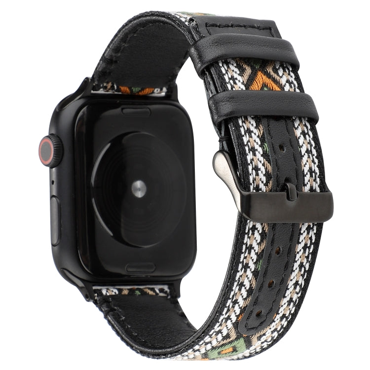 Cinturino in vera pelle stile etnico, For Apple Watch Series 7 41mm / 6 & SE & 5 & 4 40mm / 3 & 2 & 1 38mm, For Apple Watch Series 7 45mm / 6 & SE & 5 & 4 44mm / 3 & 2 & 1 42mm