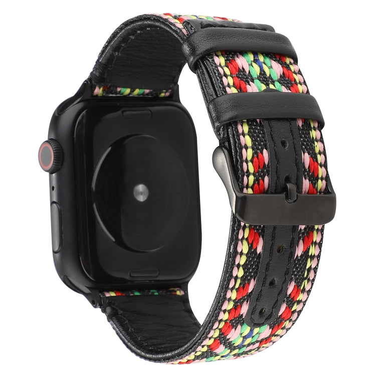 Cinturino in vera pelle stile etnico, For Apple Watch Series 7 41mm / 6 & SE & 5 & 4 40mm / 3 & 2 & 1 38mm, For Apple Watch Series 7 45mm / 6 & SE & 5 & 4 44mm / 3 & 2 & 1 42mm