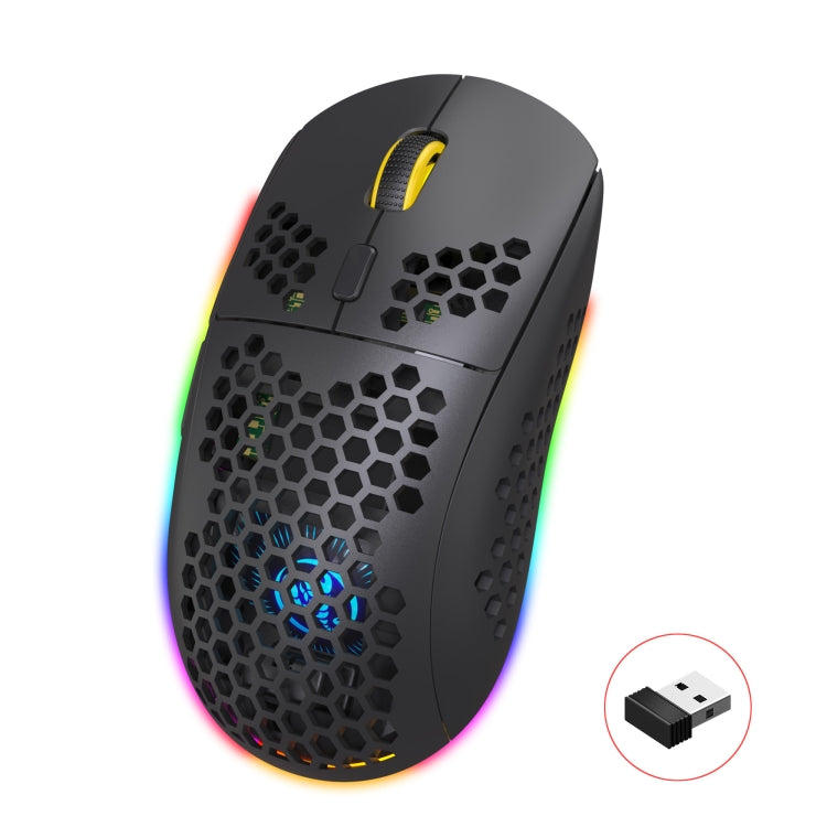 Mouse da gioco wireless a tre modalità leggero RGB HXSJ T90