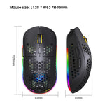 Mouse da gioco wireless a tre modalità leggero RGB HXSJ T90