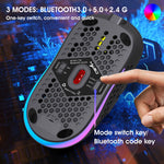 Mouse da gioco wireless a tre modalità leggero RGB HXSJ T90