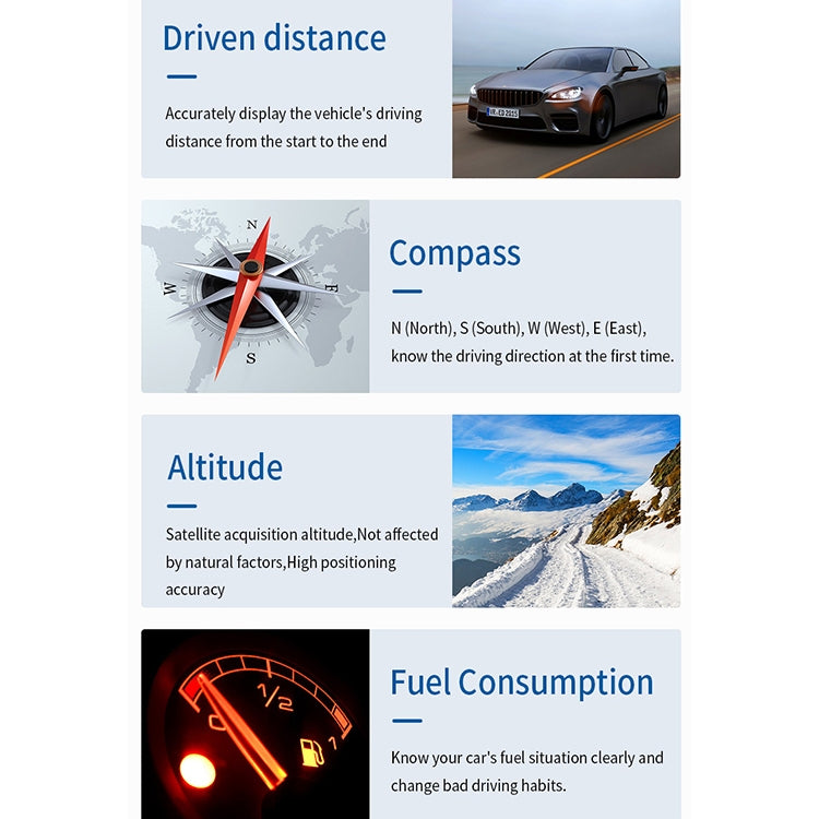 M12 OBD2 + Modalità GPS Car Head-up Display HUD Velocità eccessiva/Velocità/Temperatura dell'acqua/Bassa tensione/Allarme guasto, M12