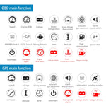 M12 OBD2 + Modalità GPS Car Head-up Display HUD Velocità eccessiva/Velocità/Temperatura dell'acqua/Bassa tensione/Allarme guasto, M12