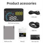 M12 OBD2 + Modalità GPS Car Head-up Display HUD Velocità eccessiva/Velocità/Temperatura dell'acqua/Bassa tensione/Allarme guasto, M12