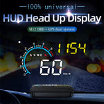 M12 OBD2 + Modalità GPS Car Head-up Display HUD Velocità eccessiva/Velocità/Temperatura dell'acqua/Bassa tensione/Allarme guasto, M12