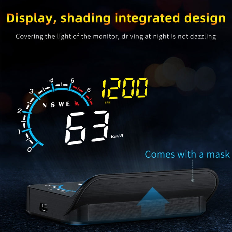 M12 OBD2 + Modalità GPS Car Head-up Display HUD Velocità eccessiva/Velocità/Temperatura dell'acqua/Bassa tensione/Allarme guasto, M12