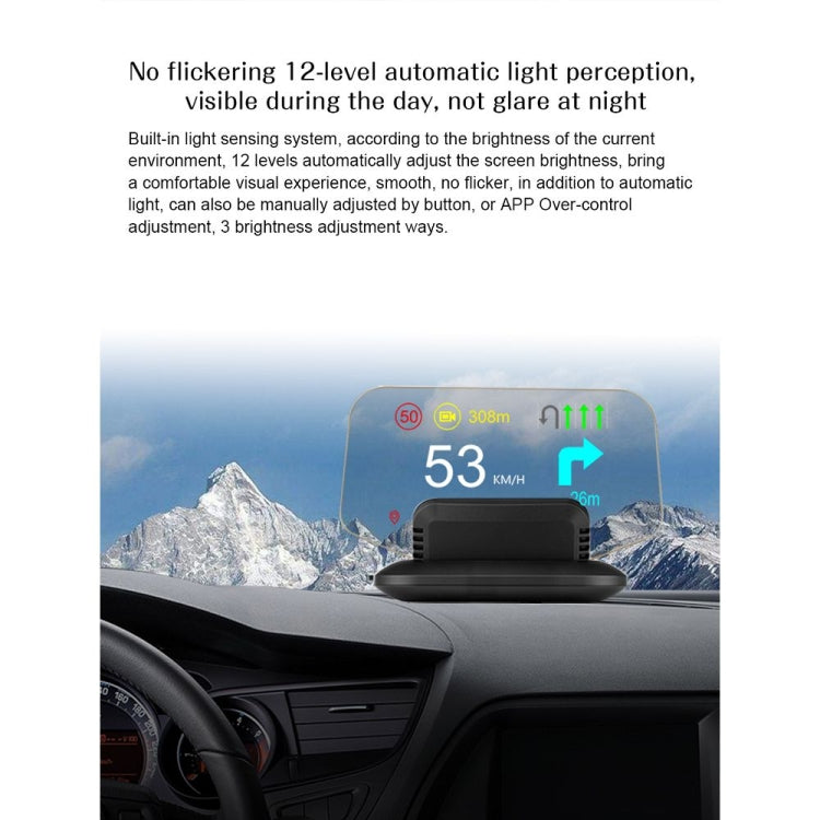 C1 OBD2 + Modalità GPS Car HUD Head-up Display Bussola/Velocità/Temperatura dell'acqua/Visualizzazione tensione/Velocità/Allarme guasto/Funzione di navigazione, C1 With Navigation Function