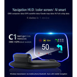 C1 OBD2 + Modalità GPS Car HUD Head-up Display Bussola/Velocità/Temperatura dell'acqua/Visualizzazione tensione/Velocità/Allarme guasto/Funzione di navigazione, C1 With Navigation Function